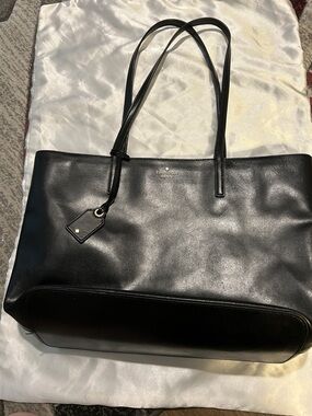 kate spade Black Leather Tote with Slim Straps